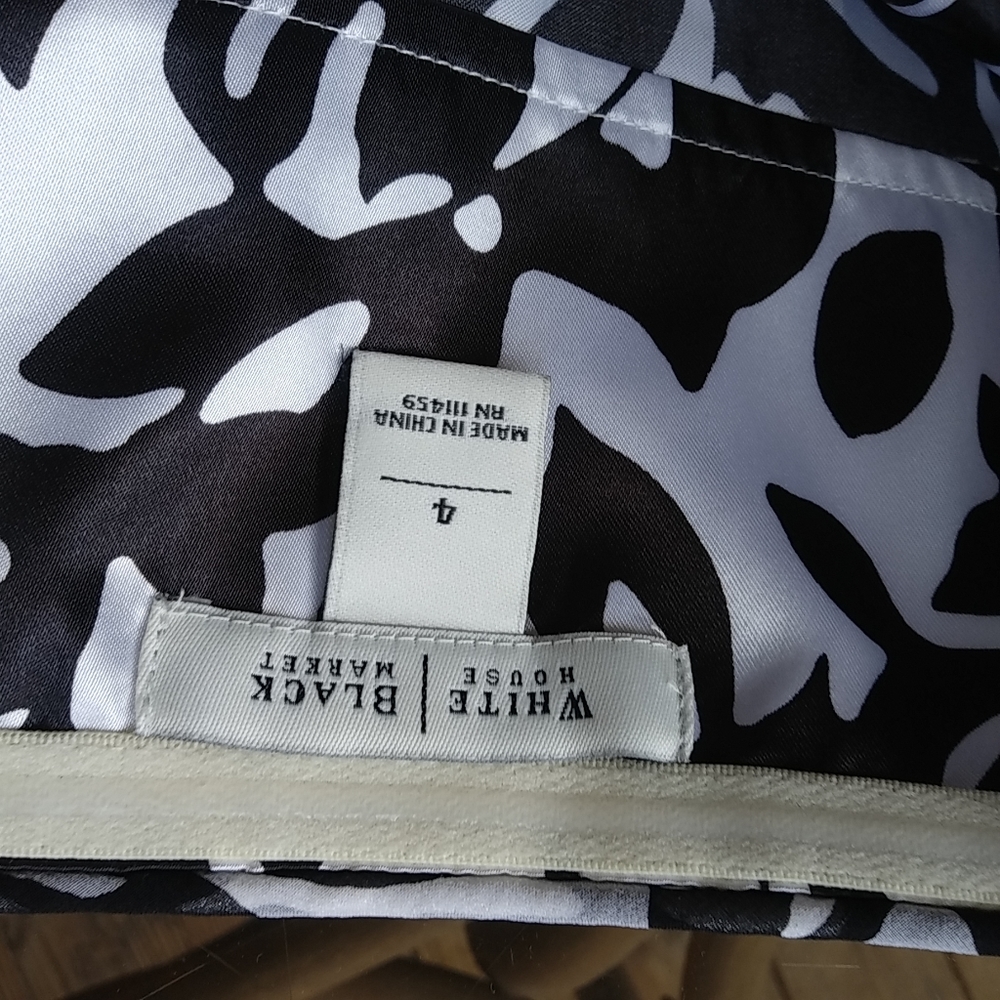 WHBM 4 SILK Strapless Bra Dress in Black White Leaf Pattern - Picture 6 of 7